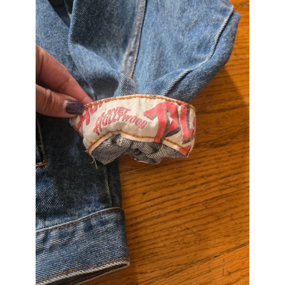 Vtg Planet Hollywood Embroidered Denim Trucker Jacket Size Large *Read* - Picture 2 of 9